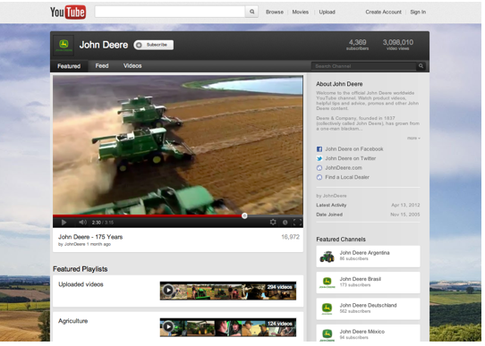 John Deere YouTube Page