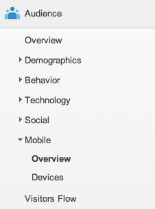 In Google Analytics, go to Audiences > Mobile > Overview