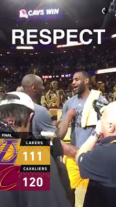 A screen shot from last night's Lakers/Cavs story with Kobe and Lebron.