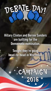 A screen shot from tonight's Democratic debate story. 