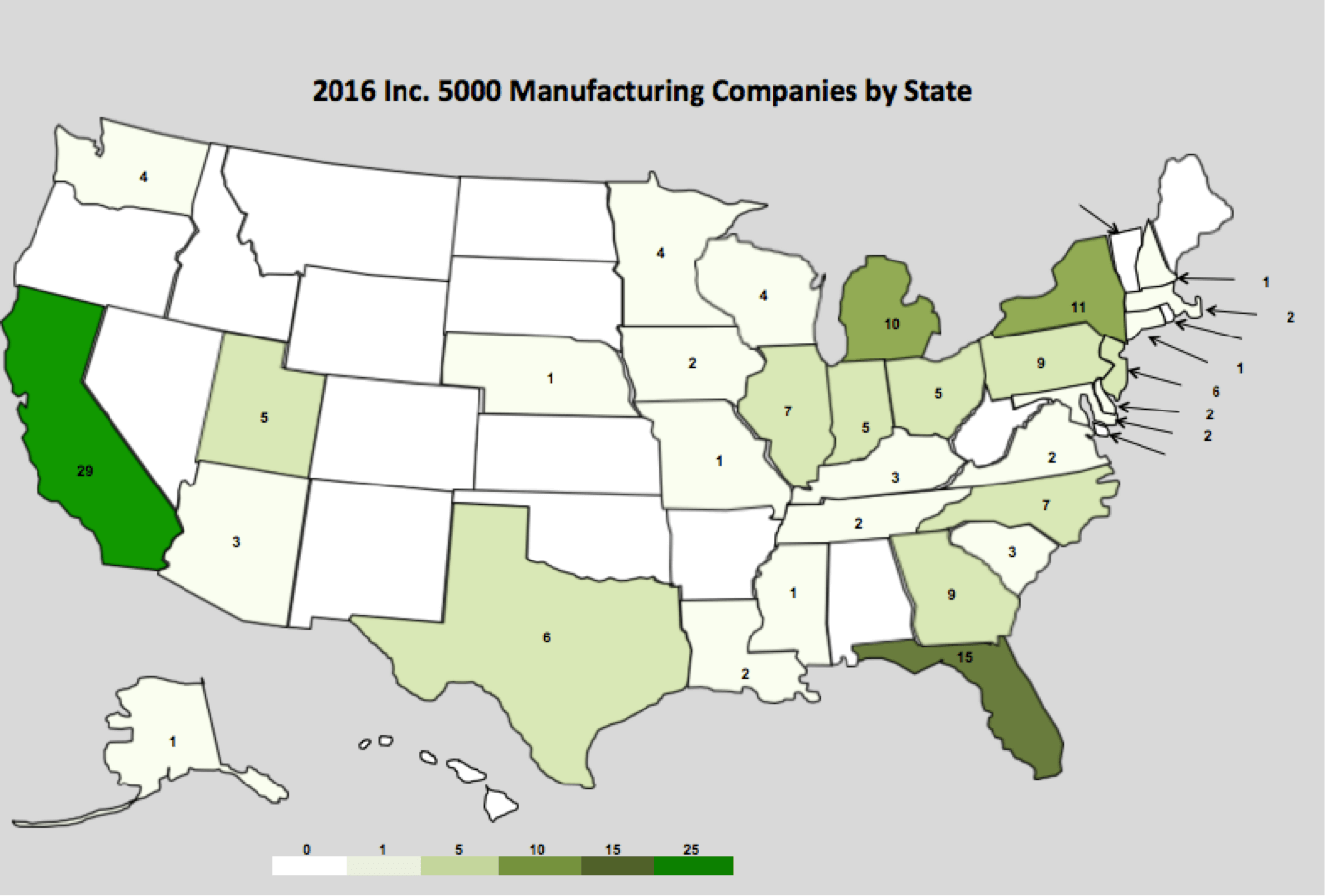Inc. 5000 Manufacturing Companies by State