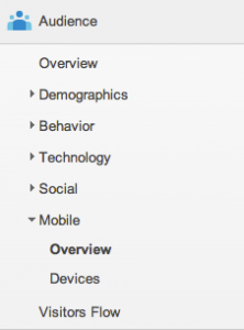In Google Analytics, go to Audiences > Mobile > Overview