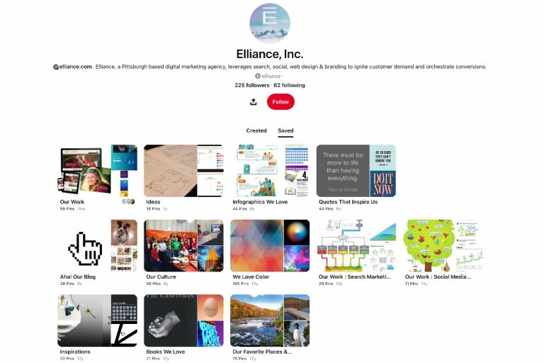 pinterest homepage for Elliance