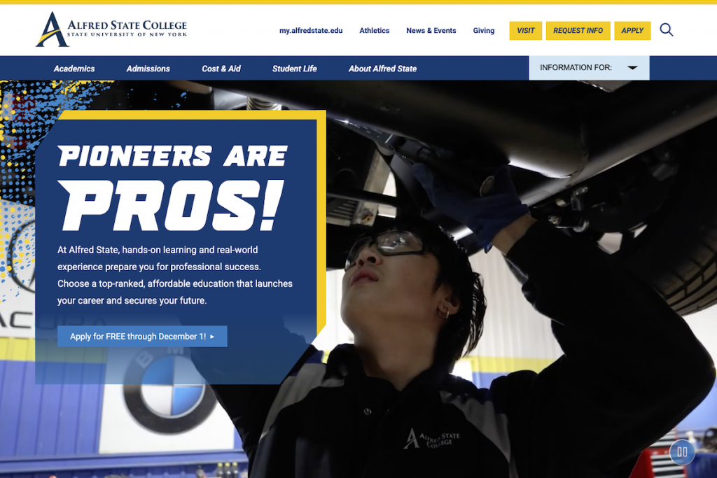 Agency Designs Website for a Hybrid 2-Year, 4-Year and Trade College