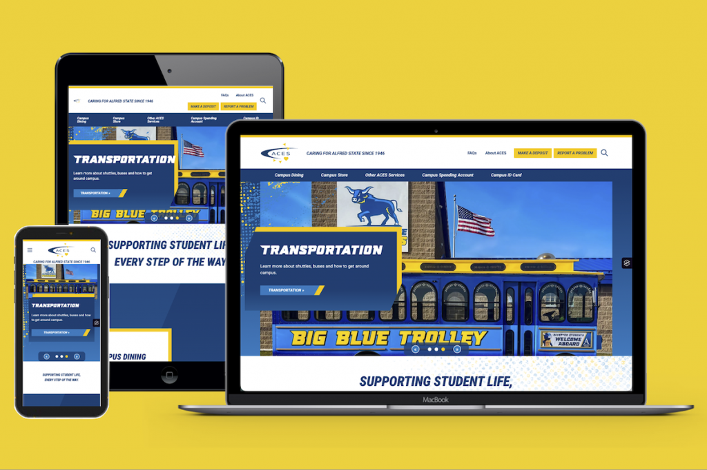 University Auxiliary Services Website Design Agency: The Alfred State ACES Redesign